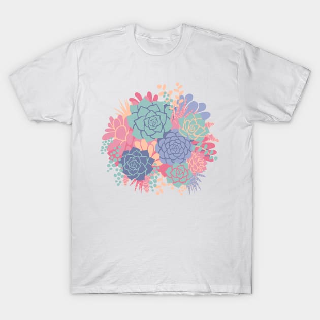 Bunch of Succulents - Colour T-Shirt by Abbilaura